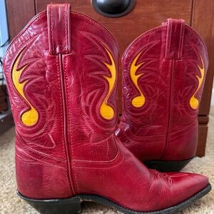 Red Leather Cowboy Boots – Women’s 7M (Made in USA)